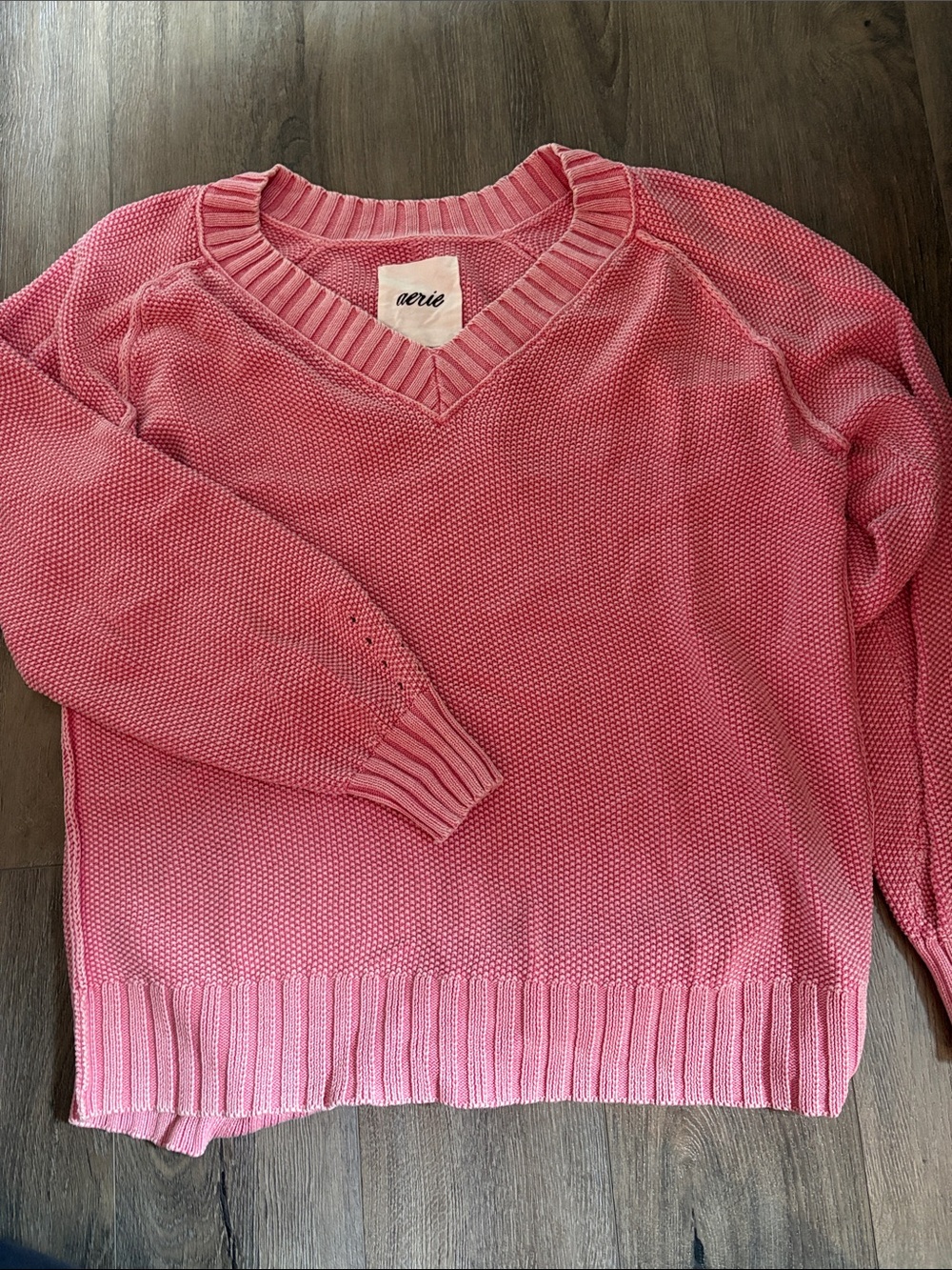 aerie Pink V-Neck Knit Sweater